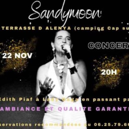 Sandy Moon : soirée au restaurant la Terrasse d'Alenya du camping Cap Sud près de Saint-Cyprien